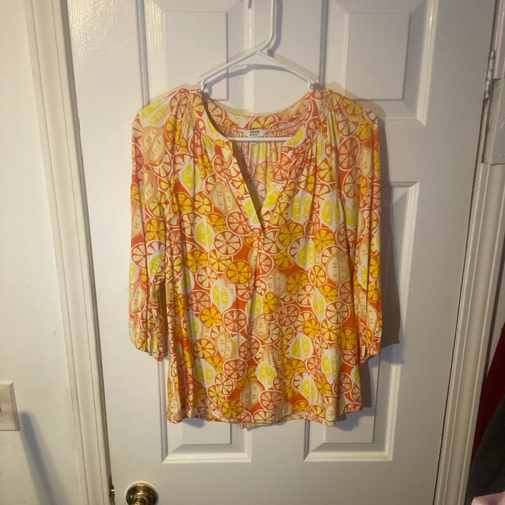 crown & ivy Citrus Patterned Women's Blouse